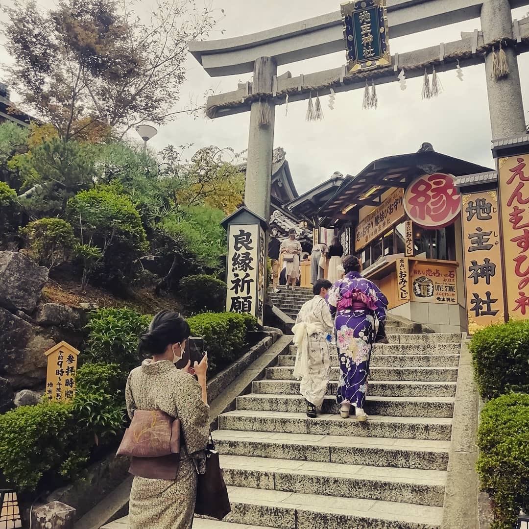 Kiyomizu-dera Shrine stands on top of a mountain in Kyoto and is a World Heritage Site