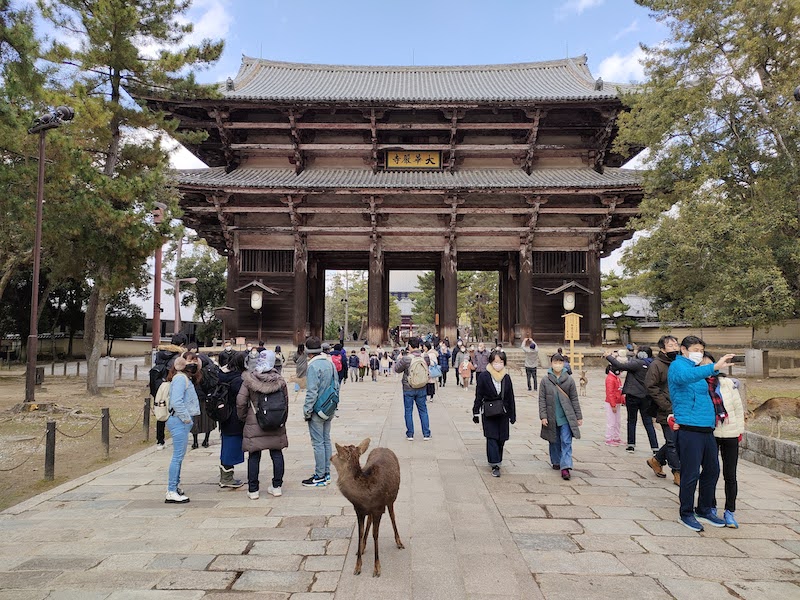 Nandai-mon, the great south gate at Todai-ji temple in Nara