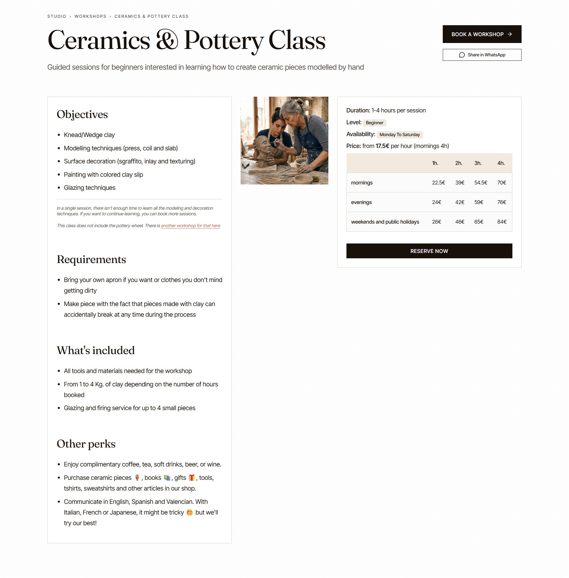 Workshop page