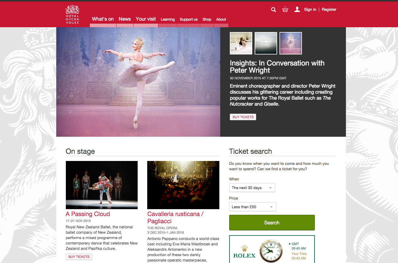 The Royal Opera House home page